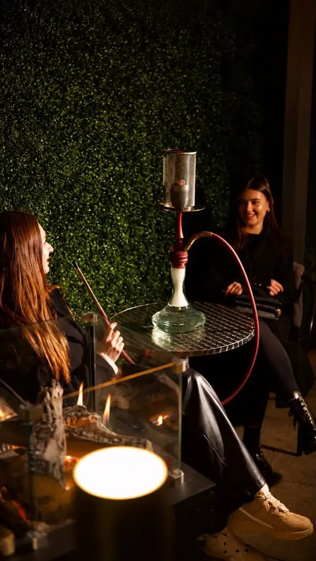 Guests with shisha on the O.S Smoke terrace
