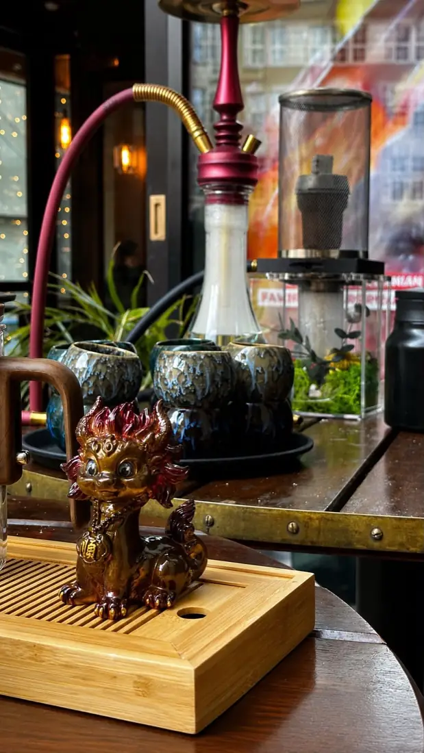 Square shisha and tea set at O.S Smoke London